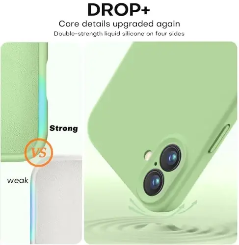 Vooii iPhone 16 g'ilofi bilan mos keladi, suyuq silikon yangilanishi [Kamera himoyasi] [Yumshoq tirnalishga qarshi mikrofiber astar] iPhone 16 6.1 dyuym uchun zarbga chidamli telefon g'ilofi - Matcha - 4