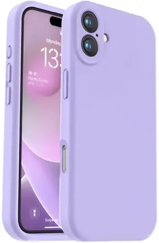 Vooii iPhone 16 g'ilofi bilan mos keladi, suyuq silikon yangilanishi [Kamera himoyasi] [Yumshoq tirnalishga qarshi mikrofiber astar] iPhone 16 6.1 dyuym uchun zarbga chidamli telefon g'ilofi - och binafsha 