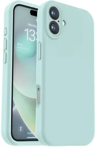Vooii iPhone 16 g‘ilofi bilan mos keladi, suyuq silikon yangilanishi [Kamera himoyasi] [Yumshoq tirnalishga qarshi mikrofiber astar] iPhone 16 6.1 dyuym uchun zarbga chidamli telefon g‘ilofi - yalpiz 
