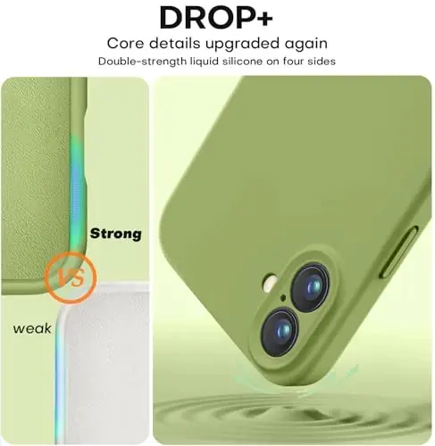 Vooii iPhone 16 g‘ilofi bilan mos, suyuq silikon yangilanishi [Kamera himoyasi] [Yumshoq tirnalishga qarshi mikrofiber astar] iPhone 16 6.1 dyuym uchun zarbga chidamli telefon g‘ilofi - Cedar Green - 4
