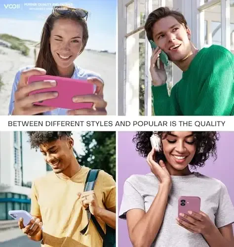 Vooii iPhone 16 g‘ilofi bilan mos, suyuq silikon yangilanishi [Kamera himoyasi] [Yumshoq tirnalishga qarshi mikrofiber astar] iPhone 16 6.1 dyuym uchun zarbga chidamli telefon g‘ilofi - Pitaya - 6