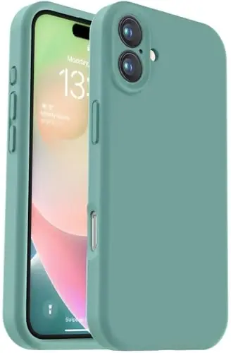 Vooii iPhone 16 Plus Case bilan mos, Suyuq Silikon Yaxshilanishi [Kamera himoyasi] [Yumshoq chizishga qarshi mikrofiber qoplama] iPhone 16 Plus 6.7 dyuym uchun zarbga chidamli telefon qutisi - qarag'ay yashil - 1