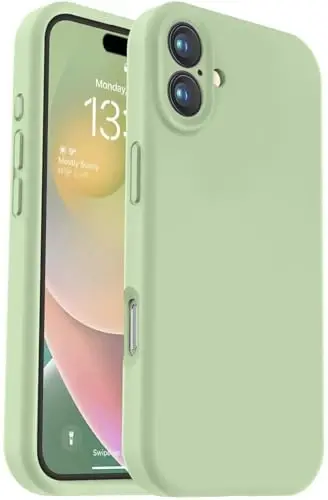 Vooii iPhone 16 Plus g‘ilofi bilan mos keladi, suyuq silikon yangilanishi [Kamera himoyasi] [Yumshoq chizishga qarshi mikrofiber astar] iPhone 16 Plus 6,7 dyuym uchun zarbaga chidamli telefon g‘ilofi - Matcha 