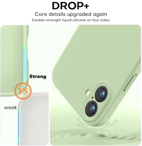 Vooii iPhone 16 Plus g‘ilofi bilan mos keladi, suyuq silikon yangilanishi [Kamera himoyasi] [Yumshoq chizishga qarshi mikrofiber astar] iPhone 16 Plus 6,7 dyuym uchun zarbaga chidamli telefon g‘ilofi - Matcha - 4
