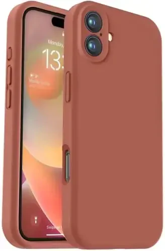 Vooii iPhone 16 Plus g'ilofi bilan mos keladi, suyuq silikon yangilanishi [Kamera himoyasi] [Yumshoq tirnalishga qarshi mikrofiber astar] iPhone 16 Plus 6,7 dyuym uchun zarbga chidamli telefon g'ilofi - Caramel - 1