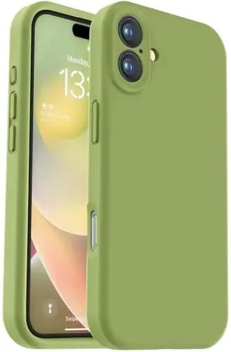 Vooii iPhone 16 Plus g‘ilofi bilan mos, suyuq silikon yangilanishi [Kamera himoyasi] [Yumshoq tirnalishga qarshi mikrofiber astar] iPhone 16 Plus 6.7 dyuym uchun zarbga chidamli telefon g‘ilofi - Cedar Green 