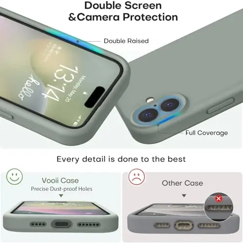 Vooii iPhone 16 Plus ile Uyumlu Kılıf, Sıvı Silikon Yükseltme [Kamera Koruması] [Yumuşak Çizilmez Mikrofiber Astar] iPhone 16 Plus 6.7 inç için Darbeye Dayanıklı Telefon Kılıfı - Calke Yeşili - 3