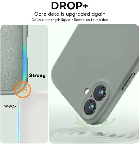 Vooii iPhone 16 Plus ile Uyumlu Kılıf, Sıvı Silikon Yükseltme [Kamera Koruması] [Yumuşak Çizilmez Mikrofiber Astar] iPhone 16 Plus 6.7 inç için Darbeye Dayanıklı Telefon Kılıfı - Calke Yeşili - 4