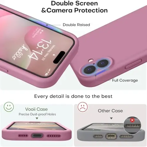 Vooii iPhone 16 Plus ile Uyumlu Kılıf, Sıvı Silikon Yükseltme [Kamera Koruması] [Yumuşak Çizilmez Mikrofiber Astar] iPhone 16 Plus 6.7 inç için Darbeye Dayanıklı Telefon Kılıfı - Lavanta Moru - 3