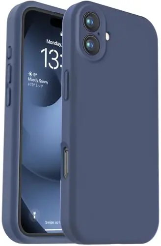 Vooii iPhone 16 Plus uchun g‘ilof, Suyuq silikon yangilangan [Kamera himoyasi] [Yumshoq tirnalishga qarshi mikrofiber qoplama] iPhone 16 Plus 6.7 dyuym uchun zarbaga chidamli telefon g‘ilofi - To‘q ko‘k (Navy Blue) 