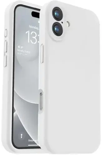 Vooii iPhone 16 Plus uchun g‘ilofga mos keladi, suyuq silikon yangilanishi [Kamera himoyasi] [Yumshoq tirnalishga qarshi mikrofiber astar] iPhone 16 Plus 6.7 dyuym uchun zarbga chidamli telefon g‘ilofi - Oq 