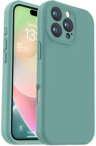 Vooii iPhone 16 Pro G'ilofi bilan mos keladi, suyuq silikon yangilanishi [Kamera himoyasi] [Yumshoq tirnalishga qarshi mikrofiber astar] iPhone 16 Pro 6,3 dyuym uchun zarbga chidamli telefon g'ilofi - Qarag'ay yashil 