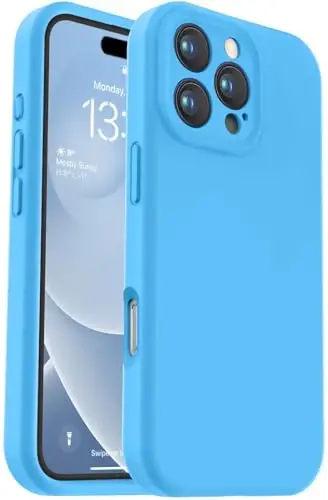 Vooii iPhone 16 Pro g'ilofi bilan mos, suyuq silikon yangilanishi [Kamera himoyasi] [Yumshoq tirnalishga qarshi mikrofiber astar] iPhone 16 Pro 6.3 dyuym uchun zarbga chidamli telefon g'ilofi - Moviy 
