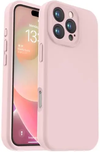 Vooii iPhone 16 Pro g‘ilofi bilan mos, suyuq silikon yangilanishi [Kamera himoyasi] [Yumshoq tirnalishga qarshi mikrofiber astar] iPhone 16 Pro 6.3 dyuym uchun zarbga chidamli telefon g‘ilofi - Pushti qum - 1