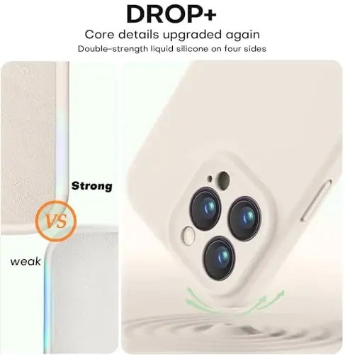 Vooii iPhone 16 Pro g‘ilofi bilan mos, suyuq silikon yangilanishi [Kamera himoyasi] [Yumshoq tirnalishga qarshi mikrofiber astar] iPhone 16 Pro 6,3 dyuym uchun zarbga chidamli telefon g‘ilofi - Tosh - 4