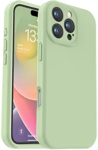 Vooii iPhone 16 Pro g‘ilofi bilan mos, suyuq silikon yangilanishi [Kamera himoyasi] [Yumshoq tirnalishga qarshi mikrofiber qoplama] iPhone 16 Pro 6.3 dyuym uchun zarbga chidamli telefon g‘ilofi - Matcha - 1