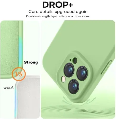 Vooii iPhone 16 Pro g‘ilofi bilan mos, suyuq silikon yangilanishi [Kamera himoyasi] [Yumshoq tirnalishga qarshi mikrofiber qoplama] iPhone 16 Pro 6.3 dyuym uchun zarbga chidamli telefon g‘ilofi - Matcha - 4