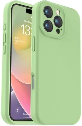 Vooii iPhone 16 Pro g‘ilofi bilan mos, suyuq silikon yangilanishi [Kamera himoyasi] [Yumshoq tirnalishga qarshi mikrofiber qoplama] iPhone 16 Pro 6.3 dyuym uchun zarbga chidamli telefon g‘ilofi - Matcha 