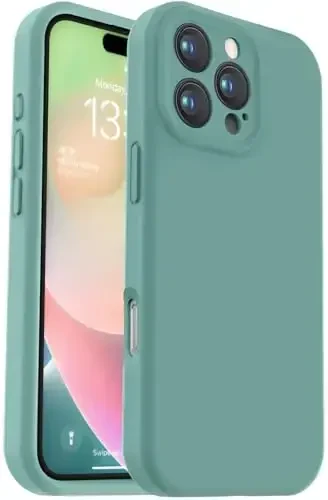 Vooii iPhone 16 Pro Max bilan mos keladi, suyuq silikon yangilanish [Kamera himoyasi] [Yumshoq tirnalishga qarshi mikrofiber astar] iPhone 16 Pro Max 6.9 dyuym uchun zarbga chidamli telefon g'ilofi - qarag'ay yashil 