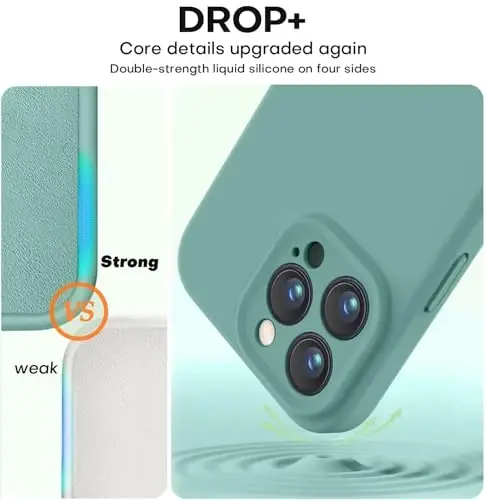 Vooii iPhone 16 Pro Max bilan mos keladi, suyuq silikon yangilanish [Kamera himoyasi] [Yumshoq tirnalishga qarshi mikrofiber astar] iPhone 16 Pro Max 6.9 dyuym uchun zarbga chidamli telefon g'ilofi - qarag'ay yashil - 4