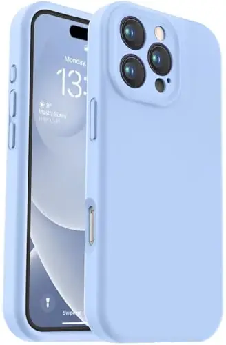 Vooii iPhone 16 Pro Max bilan mos keladigan g'ilof, suyuq silikon yangilanishi [Kamera himoyasi] [Yumshoq tirnalishga qarshi mikrofiber astar] iPhone 16 Pro Max 6.9 dyuym uchun zarbga chidamli telefon g'ilofi - och ko'k - 1