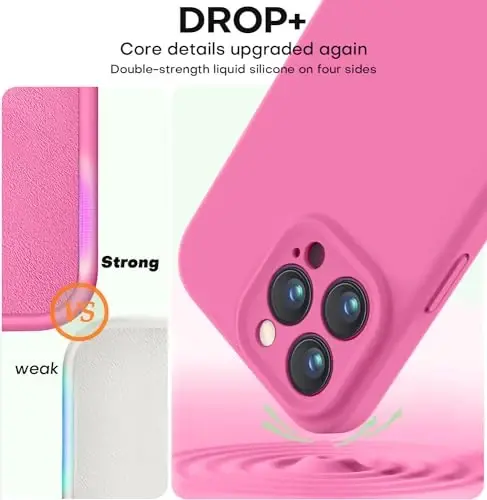 Vooii iPhone 16 Pro Max Case bilan mos keladi, Suyuq Silikon Yangilanish [Kamera himoyasi] [Yumshoq Tirnalishga qarshi Mikrofiber Astar] iPhone 16 Pro Max 6.9 dyuym uchun zarbga chidamli telefon qutisi - Pitaya - 4