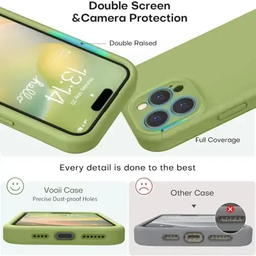 Vooii iPhone 16 Pro Max Case bilan mos keladi, suyuq silikon yangilanishi [Kamera himoyasi] [Yumshoq chizishga qarshi mikrofiber astar] iPhone 16 Pro Max 6.9 dyuym uchun zarbga chidamli telefon qutisi - Cedar Green - 3