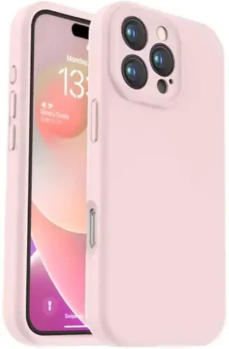 Vooii iPhone 16 Pro Max Case bilan mos, Suyuq Silikon yangilanishi [Kamera himoyasi] [Yumshoq tirnalishga qarshi mikrofiber astar] iPhone 16 Pro Max 6.9 dyuym uchun zarbga chidamli telefon qutisi - Chalk Pink 