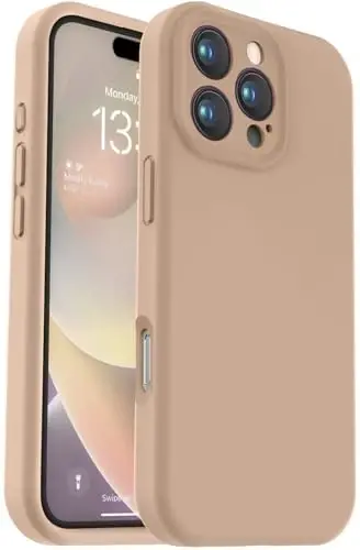 Vooii iPhone 16 Pro Max Case bilan mos, suyuq silikon yangilanishi [Kamera himoyasi] [Yumshoq tirnalishga qarshi mikrofiber astar] iPhone 16 Pro Max 6.9 dyuym uchun zarbga chidamli telefon qutisi - Och jigarrang - VOOII