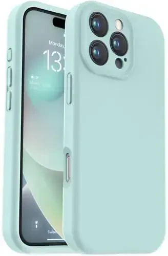 Vooii iPhone 16 Pro Max uchun mos keladigan g'ilof, suyuq silikon yangilanishi [Kamera himoyasi] [Yumshoq tirnalishga qarshi mikrofiber astar] iPhone 16 Pro Max 6.9 dyuym uchun zarbga chidamli telefon g'ilofi - Mint - VOOII