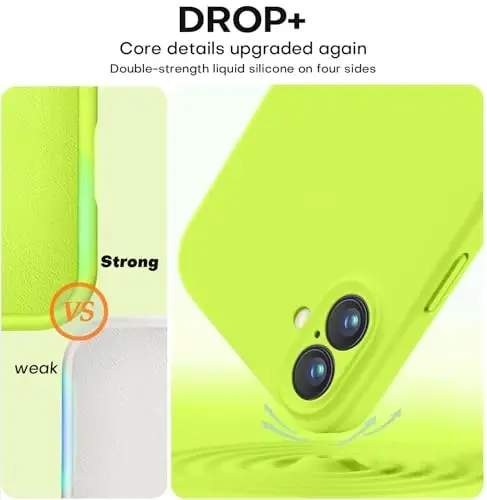 Vooii iPhone 16 uchun mos keladigan g‘ilof, suyuq silikon yangilanishi [Kamera himoyasi] [Yumshoq tirnalishga qarshi mikrofiber astar] iPhone 16 6.1 dyuym uchun zarbga chidamli telefon g‘ilofi - Fluoresan yashil - 4