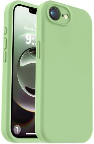 Vooii iPhone 16e g‘ilofi bilan mos keladi, suyuq silikon yangilanishi [Kamera himoyasi] [Yumshoq tirnalishga qarshi mikrofiber astar] iPhone 16e 6.1 dyuym uchun zarbga chidamli telefon g‘ilofi - Matcha - 1