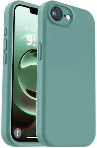 Vooii iPhone 16e g‘ilofi bilan mos keladi, suyuq silikon yangilanishi [Kamera himoyasi] [Yumshoq tirnalishga qarshi mikrofiber astar] iPhone 16e 6,1 dyuym uchun zarbga chidamli telefon g‘ilofi - Qayin yashili - VOOII