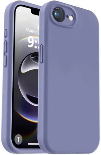 Vooii iPhone 16e gʻilofi bilan mos, suyuq silikon yangilanishi [Kamera himoyasi] [Yumshoq tirnalishga qarshi mikrofiber astar] iPhone 16e 6.1 dyuym uchun zarbga chidamli telefon gʻilofi - Lavanda kulrang 