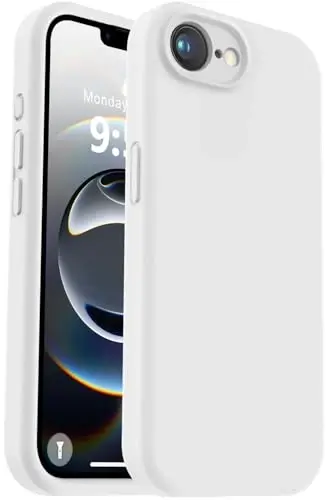 Vooii iPhone 16e g'ilofi bilan mos, suyuq silikon yangilanishi [Kamera himoyasi] [Yumshoq tirnalishga qarshi mikrofiber astar] iPhone 16e 6.1 dyuym uchun zarbga chidamli telefon g'ilofi - Oq - VOOII