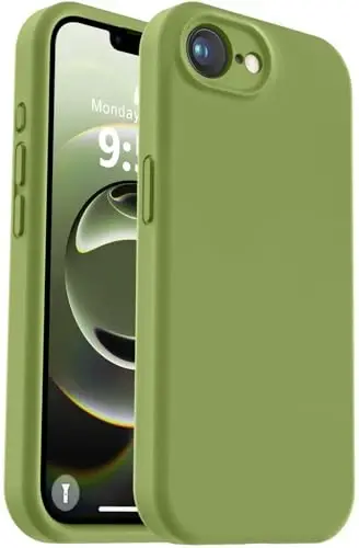 Vooii iPhone 16e uchun mos keladigan g'ilof, suyuq silikon yangilanishi [Kamera himoyasi] [Yumshoq tirnalishga qarshi mikrofiber qoplamasi] iPhone 16e 6.1 dyuym uchun zarbga chidamli telefon g'ilofi - Cedar Green 