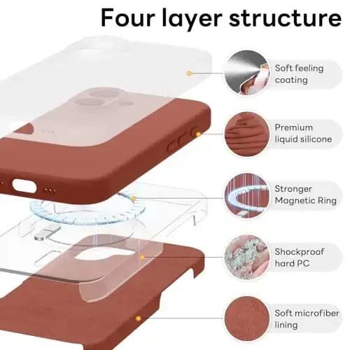 Vooii Magnetic for iPhone 17 Case, Compatible with Magsafe (Premium Liquid Silicone) (Integrated Camera Control Button) Full Body Protective Anti-Scratch Microfiber Lining 6.3