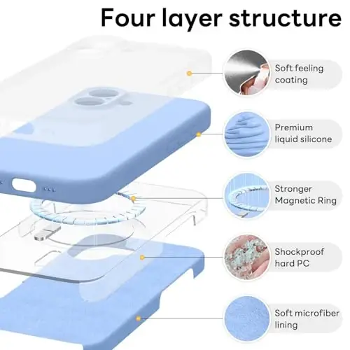Vooii Magnetic for iPhone 17 Case, Compatible with Magsafe (Premium Liquid Silicone) (Integrated Camera Control Button) Full Body Protective Anti-Scratch Microfiber Lining 6.3