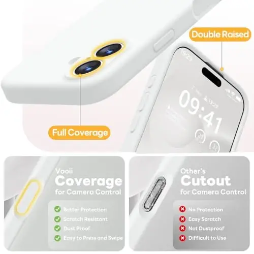 Vooii Magnetic for iPhone 17 Case, Compatible with Magsafe (Premium Liquid Silicone) (Integrated Camera Control Button) Full Body Protective Anti-Scratch Microfiber Lining 6.3