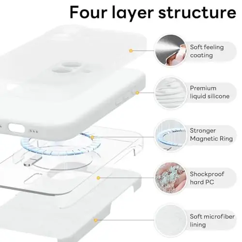Vooii Magnetic for iPhone 17 Case, Compatible with Magsafe (Premium Liquid Silicone) (Integrated Camera Control Button) Full Body Protective Anti-Scratch Microfiber Lining 6.3