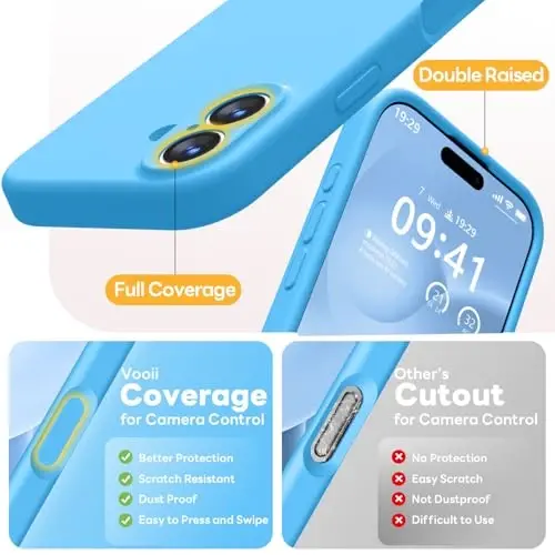 Vooii Magnetic for iPhone 17 Case, Compatible with Magsafe (Premium Liquid Silicone) (Integrated Camera Control Button) Full Body Protective Anti-Scratch Microfiber Lining 6.3