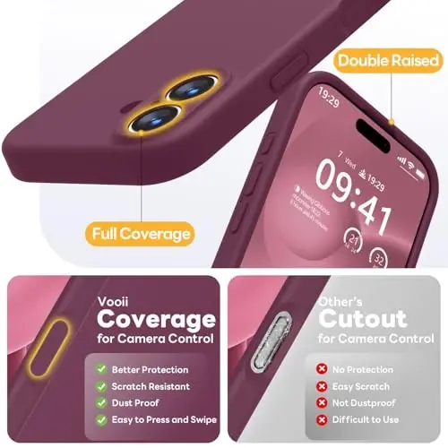 Vooii Magnetic for iPhone 17 Case, Compatible with Magsafe (Premium Liquid Silicone) (Integrated Camera Control Button) Full Body Protective Anti-Scratch Microfiber Lining 6.3