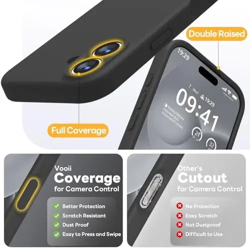 Vooii Magnetic for iPhone 17 Case, Compatible with Magsafe (Premium Liquid Silicone) (Integrated Camera Control Button) Full Body Protective Anti-Scratch Microfiber Lining 6.3