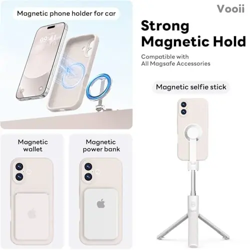 Vooii Magnetic for iPhone 17 Case, Compatible with Magsafe (Premium Liquid Silicone) (Integrated Camera Control Button) Full Body Protective Anti-Scratch Microfiber Lining 6.3