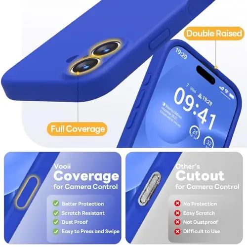 Vooii Magnetic for iPhone 17 Case, Compatible with Magsafe (Premium Liquid Silicone) (Integrated Camera Control Button) Full Body Protective Anti-Scratch Microfiber Lining 6.3