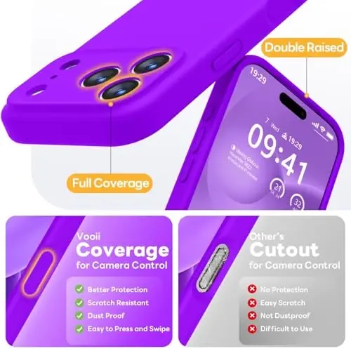 Vooii Magnetic for iPhone 17 Pro Case, Compatible with Magsafe (Premium Liquid Silicone) (Integrated Camera Control Button) Full Body Protective Anti-Scratch Microfiber Lining 6.3