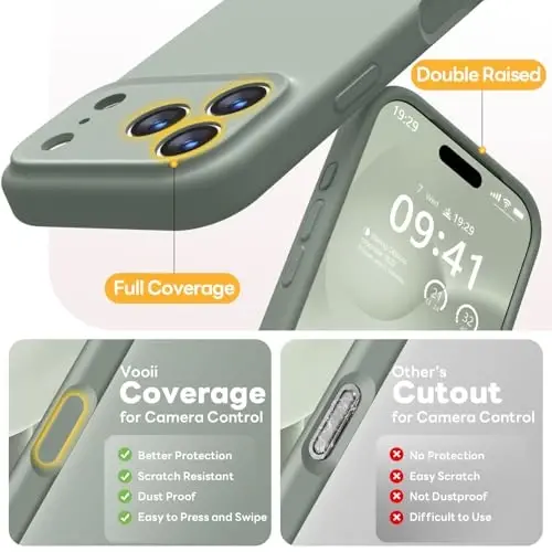 Vooii Magnetic for iPhone 17 Pro Case, Compatible with Magsafe (Premium Liquid Silicone) (Integrated Camera Control Button) Full Body Protective Anti-Scratch Microfiber Lining 6.3