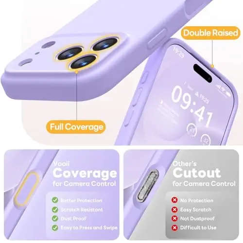 Vooii Magnetic for iPhone 17 Pro Case, Compatible with Magsafe (Premium Liquid Silicone) (Integrated Camera Control Button) Full Body Protective Anti-Scratch Microfiber Lining 6.3