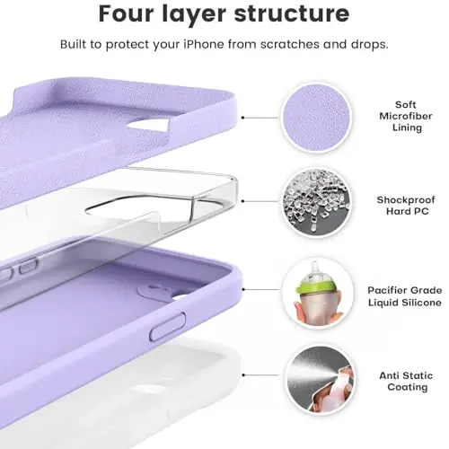 Vooii iPhone 17e Case va iPhone 16e Case uchun mos, suyuq silikon yangilanishi [Kamera himoyasi] [Tirnalishga qarshi mikrofiber astar] iPhone 17e/16e 6.1