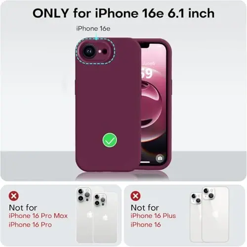 Vooii iPhone 17e Kılıf ve iPhone 16e Kılıf ile Uyumlu, Sıvı Silikon Yükseltme [Kamera Koruması] [Yumuşak Çizilmez Mikrofiber Astar] iPhone 17e/16e 6.1